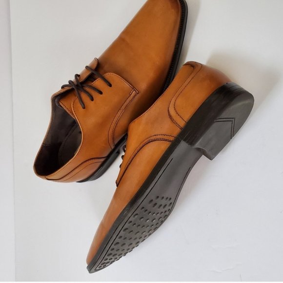 Joseph Abboud plain toe tan leather oxfords main image 2